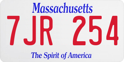 MA license plate 7JR254