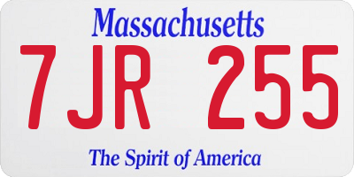 MA license plate 7JR255