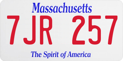 MA license plate 7JR257
