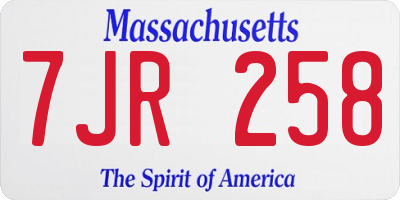 MA license plate 7JR258