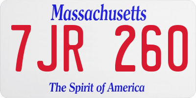 MA license plate 7JR260