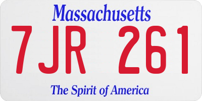 MA license plate 7JR261