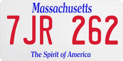 MA license plate 7JR262