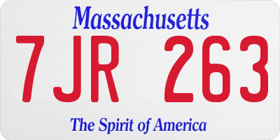 MA license plate 7JR263