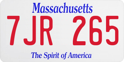 MA license plate 7JR265