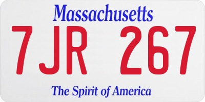 MA license plate 7JR267