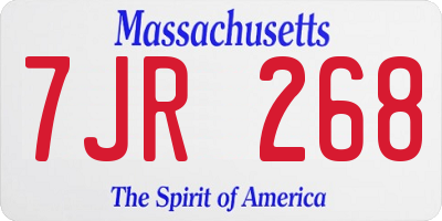 MA license plate 7JR268