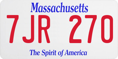 MA license plate 7JR270