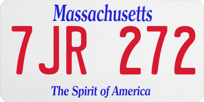 MA license plate 7JR272