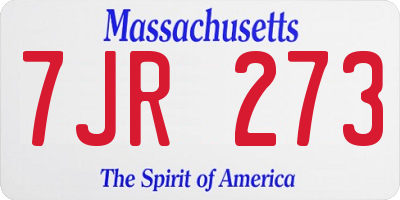 MA license plate 7JR273