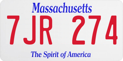 MA license plate 7JR274