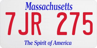 MA license plate 7JR275