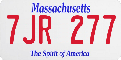 MA license plate 7JR277
