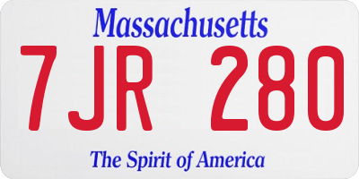 MA license plate 7JR280