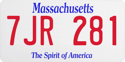 MA license plate 7JR281