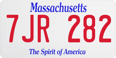 MA license plate 7JR282