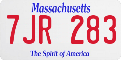 MA license plate 7JR283