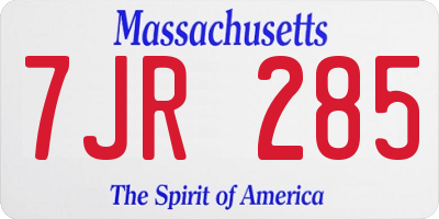 MA license plate 7JR285