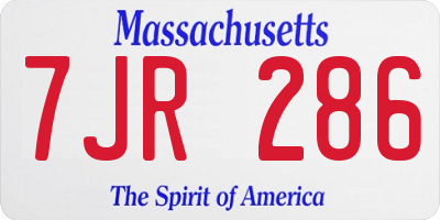 MA license plate 7JR286
