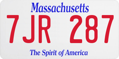 MA license plate 7JR287