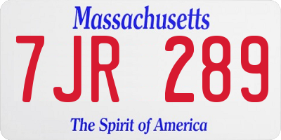 MA license plate 7JR289