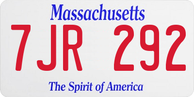 MA license plate 7JR292