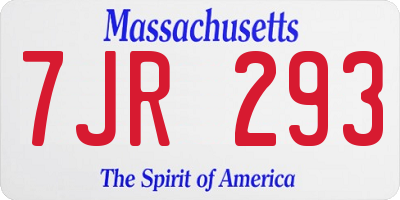 MA license plate 7JR293