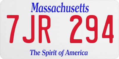 MA license plate 7JR294