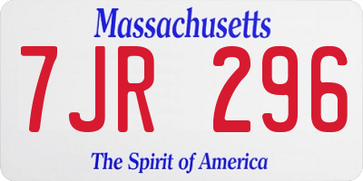MA license plate 7JR296
