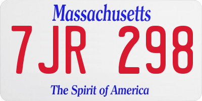 MA license plate 7JR298