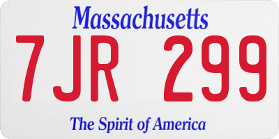MA license plate 7JR299