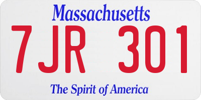 MA license plate 7JR301