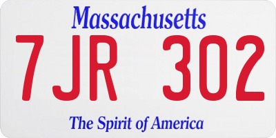 MA license plate 7JR302