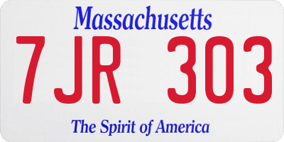 MA license plate 7JR303