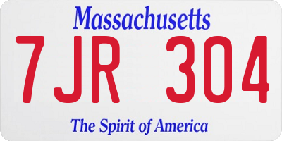 MA license plate 7JR304