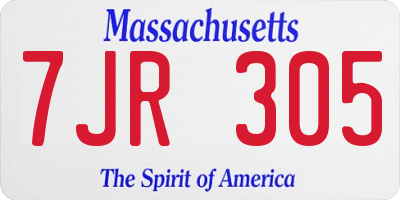 MA license plate 7JR305