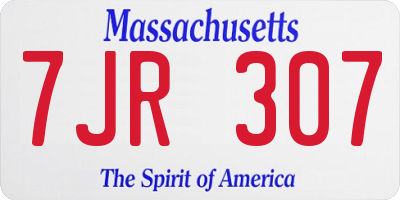 MA license plate 7JR307