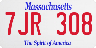 MA license plate 7JR308