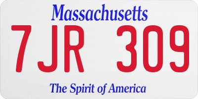 MA license plate 7JR309