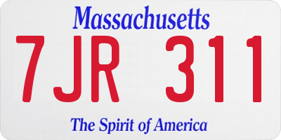 MA license plate 7JR311