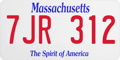 MA license plate 7JR312