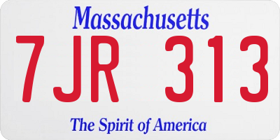 MA license plate 7JR313
