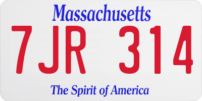 MA license plate 7JR314