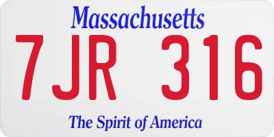 MA license plate 7JR316