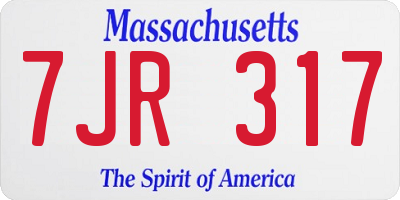 MA license plate 7JR317