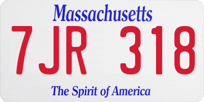 MA license plate 7JR318