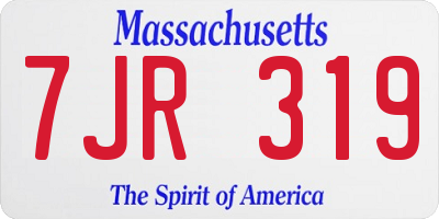 MA license plate 7JR319