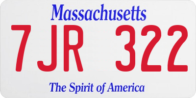 MA license plate 7JR322