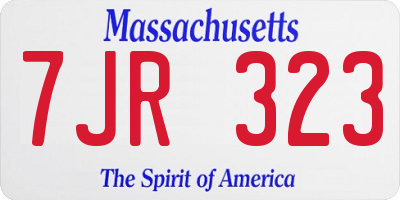 MA license plate 7JR323