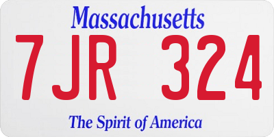 MA license plate 7JR324